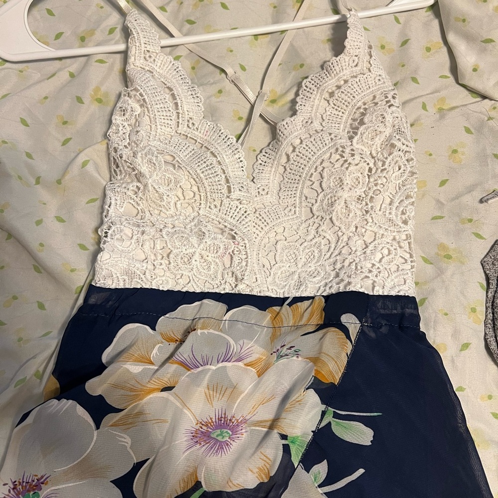Charlotte Russe Navy and White Floral Maxi Dress